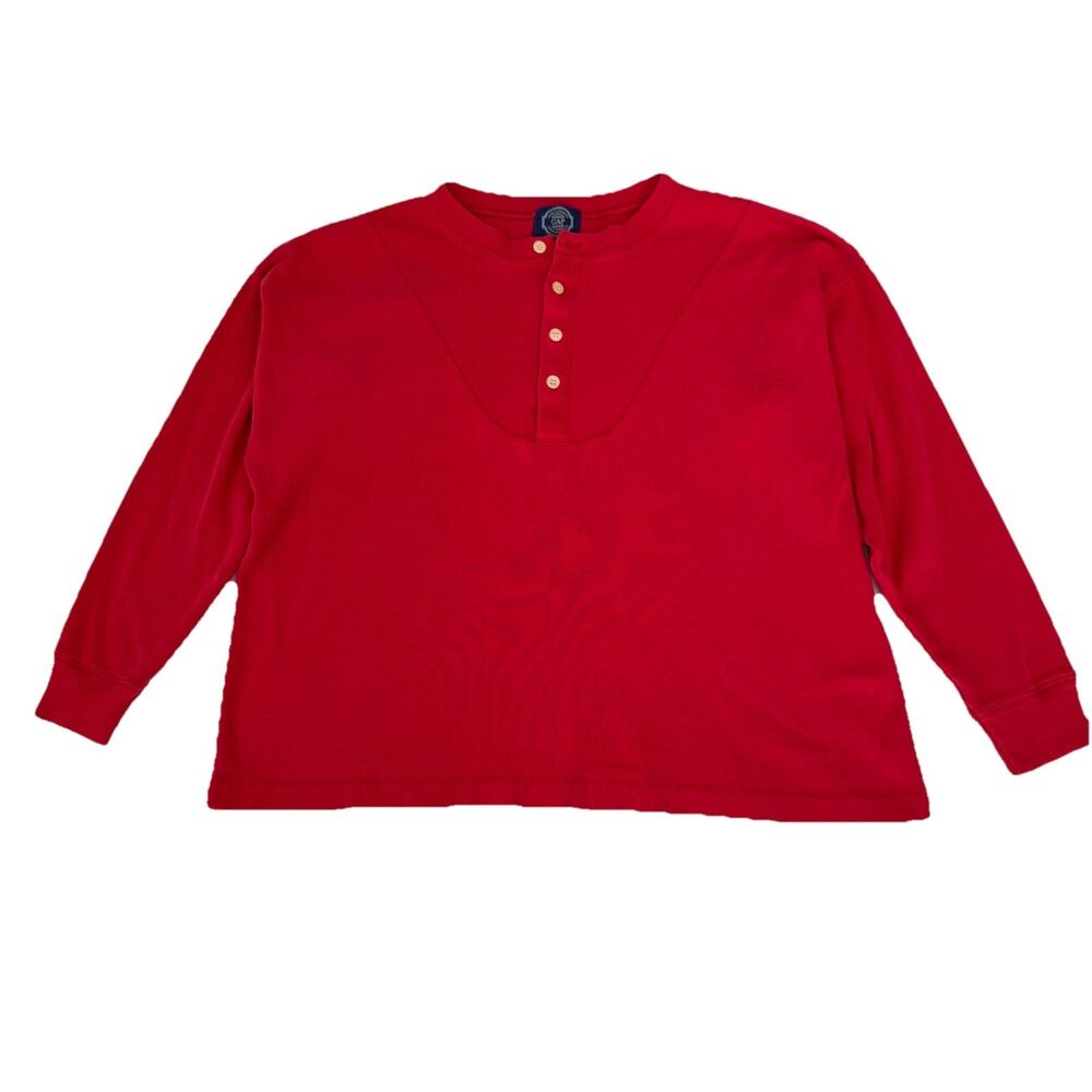 Gap Red Henley Sweatshirt Top XL (No Size Tag) 90s Y2K Bib Front Minor Flaws
